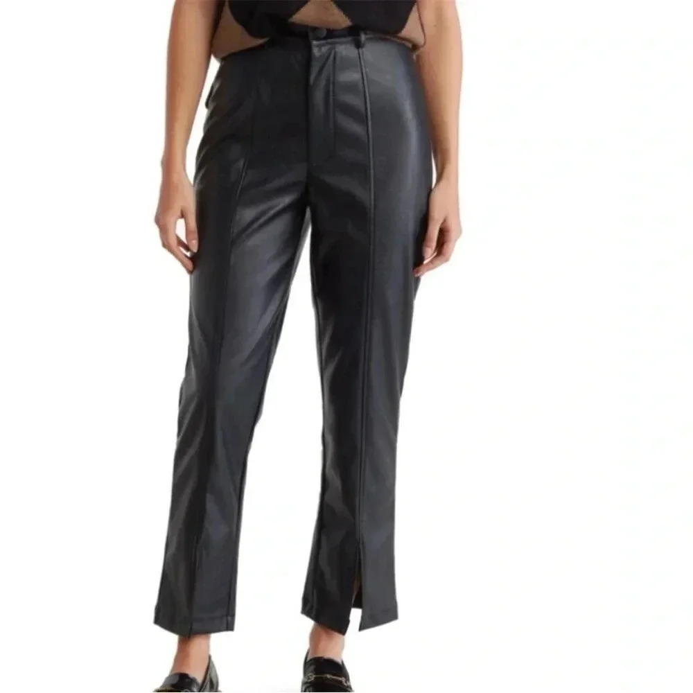 Wild Fox black faux leather straight leg pant